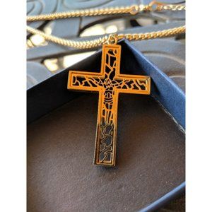 Mens "Lux" REAL 18K Gold Plated Cross Necklace